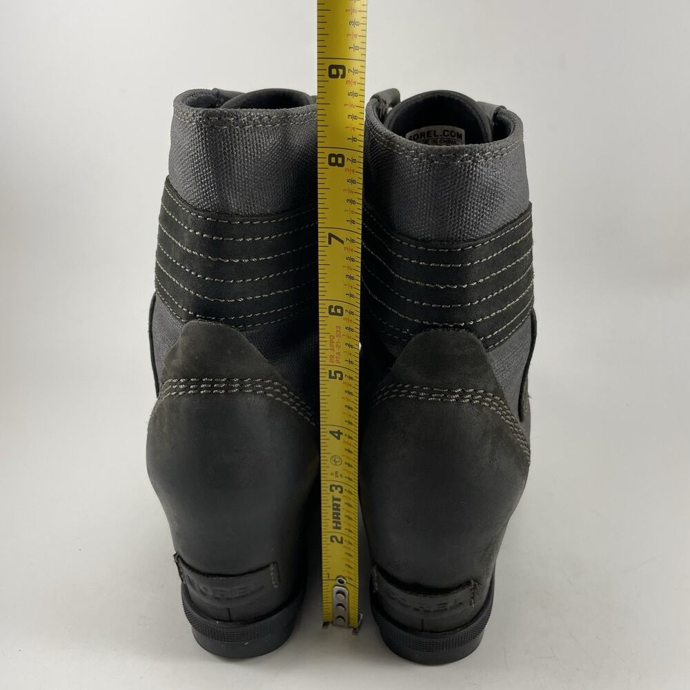 Sorel Lexie Wedge Womens Size 7 Black Leather Waterproof Lace Up Ankle Boots - Picture 5 of 13